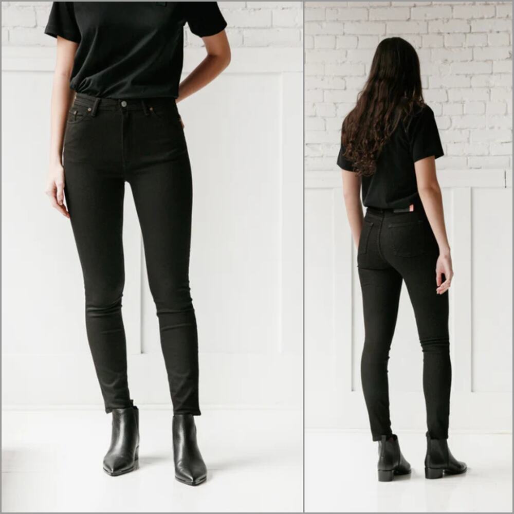 ACNE STUDIOS Bla Konst Peg Black Skinny Jeans High-waist 5-Pocket sz 27
